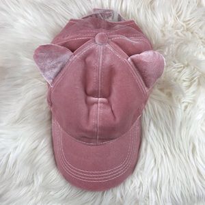 Forever 21 | Pink Crushed Velvet Kitty Cap